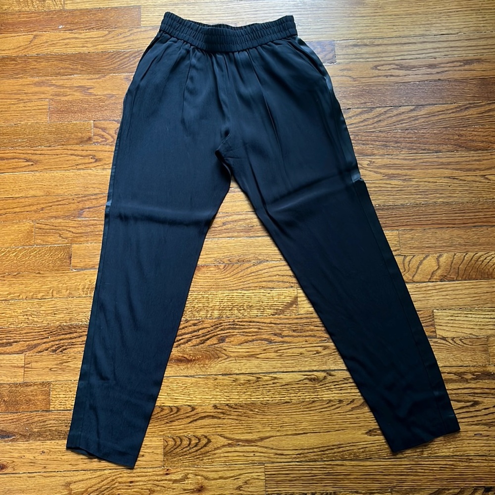 Rebecca Taylor Black Trouser Tuxedo Strip Down the Leg Pant